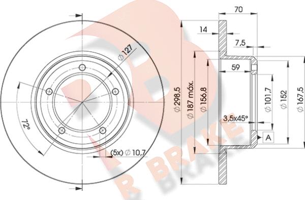 R Brake 78RBD27329 - Тормозной диск autospares.lv