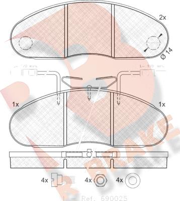 R Brake RB0994 - Тормозные колодки, дисковые, комплект autospares.lv