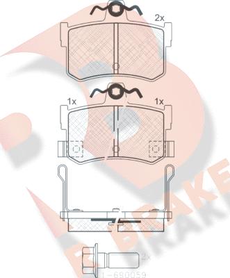 R Brake RB0995-701 - Тормозные колодки, дисковые, комплект autospares.lv