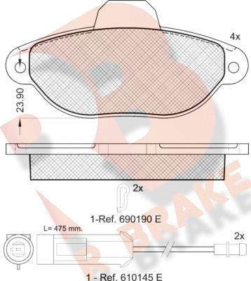 R Brake RB0953 - Тормозные колодки, дисковые, комплект autospares.lv