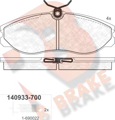 R Brake RB0933-700 - Тормозные колодки, дисковые, комплект autospares.lv