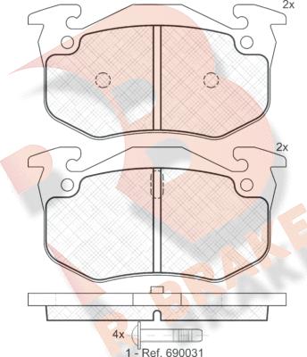 R Brake RB0929 - Тормозные колодки, дисковые, комплект autospares.lv