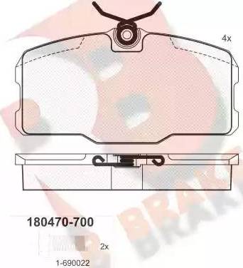 R Brake RB0470-700 - Тормозные колодки, дисковые, комплект autospares.lv