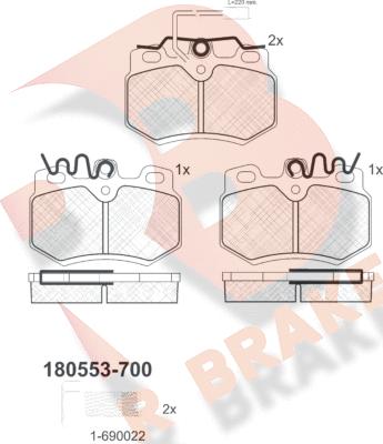 R Brake RB0553-700 - Тормозные колодки, дисковые, комплект autospares.lv