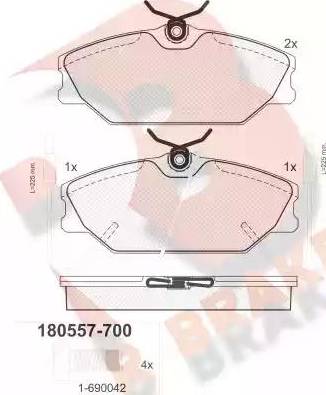 R Brake RB0557-700 - Тормозные колодки, дисковые, комплект autospares.lv