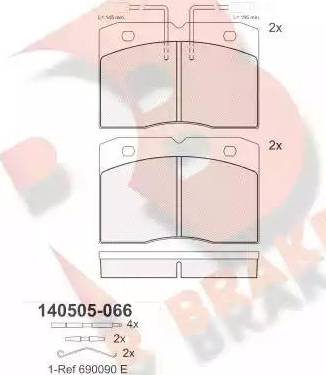 R Brake RB0505 - Тормозные колодки, дисковые, комплект autospares.lv