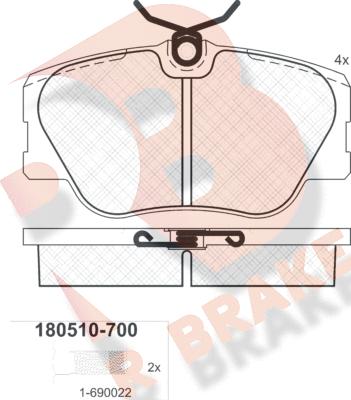 R Brake RB0510-700 - Тормозные колодки, дисковые, комплект autospares.lv