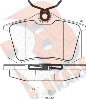 R Brake RB0697-703 - Тормозные колодки, дисковые, комплект autospares.lv