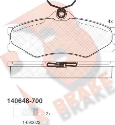 R Brake RB0648-700 - Тормозные колодки, дисковые, комплект autospares.lv