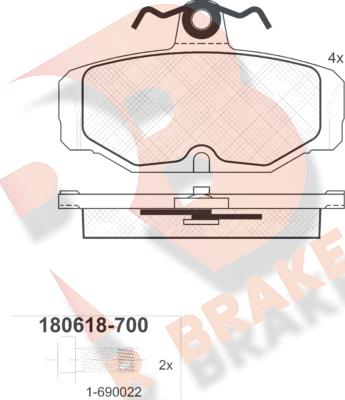 R Brake RB0618-700 - Тормозные колодки, дисковые, комплект autospares.lv