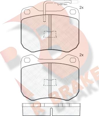 R Brake RB0198 - Тормозные колодки, дисковые, комплект autospares.lv