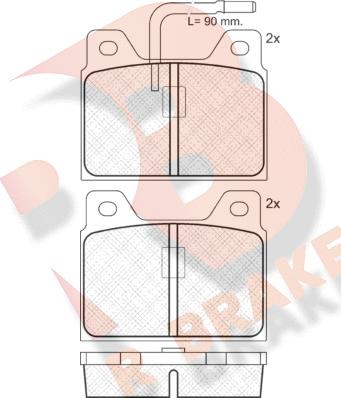 R Brake RB0127 - Тормозные колодки, дисковые, комплект autospares.lv