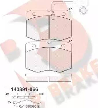 R Brake RB0891-066 - Тормозные колодки, дисковые, комплект autospares.lv