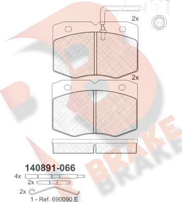 R Brake RB0891 - Тормозные колодки, дисковые, комплект autospares.lv