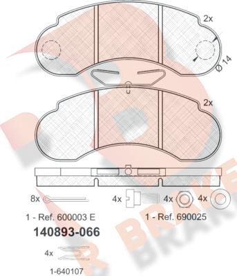 R Brake RB0893 - Тормозные колодки, дисковые, комплект autospares.lv