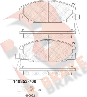 R Brake RB0853-700 - Тормозные колодки, дисковые, комплект autospares.lv