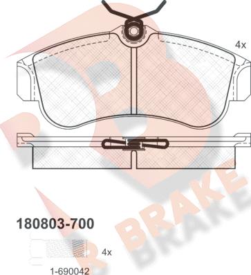 R Brake RB0803-700 - Тормозные колодки, дисковые, комплект autospares.lv