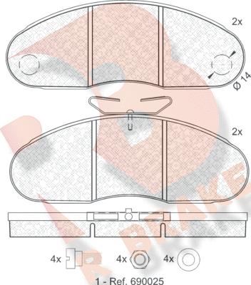 R Brake RB0834 - Тормозные колодки, дисковые, комплект autospares.lv