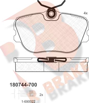 R Brake RB0744-700 - Тормозные колодки, дисковые, комплект autospares.lv