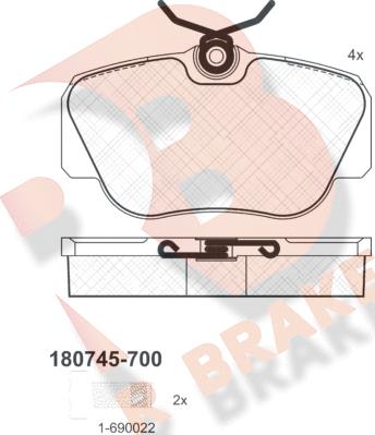 R Brake RB0745-700 - Тормозные колодки, дисковые, комплект autospares.lv