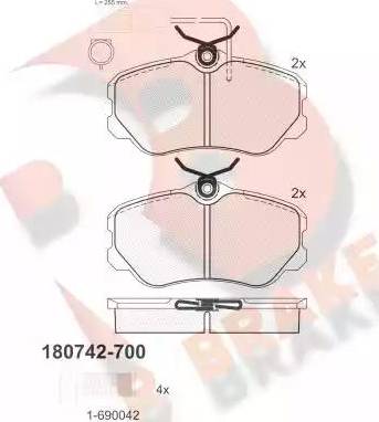 R Brake RB0742-700 - Тормозные колодки, дисковые, комплект autospares.lv