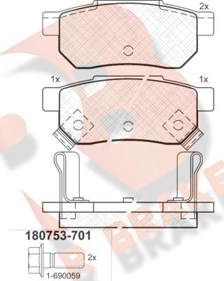 R Brake RB0753-701 - Тормозные колодки, дисковые, комплект autospares.lv