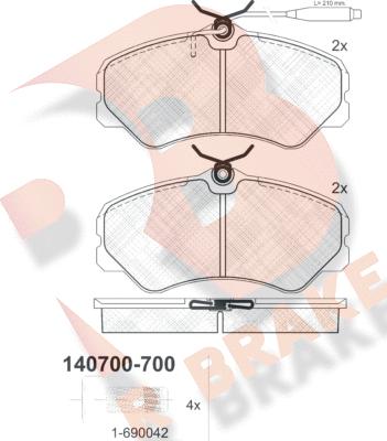 R Brake RB0700-700 - Тормозные колодки, дисковые, комплект autospares.lv