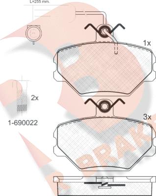 R Brake RB0729-203 - Тормозные колодки, дисковые, комплект autospares.lv