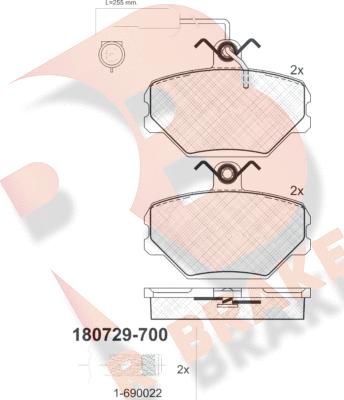 R Brake RB0729-700 - Тормозные колодки, дисковые, комплект autospares.lv