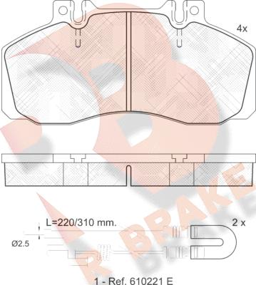 R Brake RB0722 - Тормозные колодки, дисковые, комплект autospares.lv