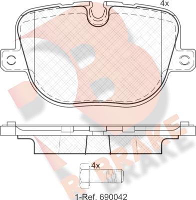 R Brake RB1952 - Тормозные колодки, дисковые, комплект autospares.lv