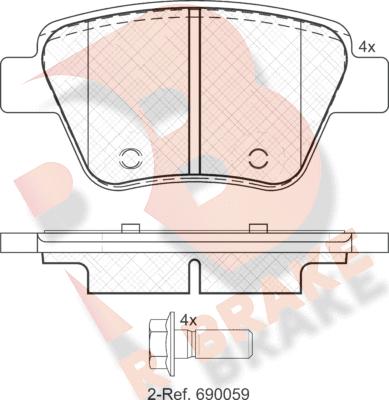 R Brake RB1967 - Тормозные колодки, дисковые, комплект autospares.lv