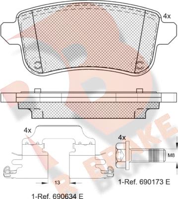 R Brake RB1904-203 - Тормозные колодки, дисковые, комплект autospares.lv