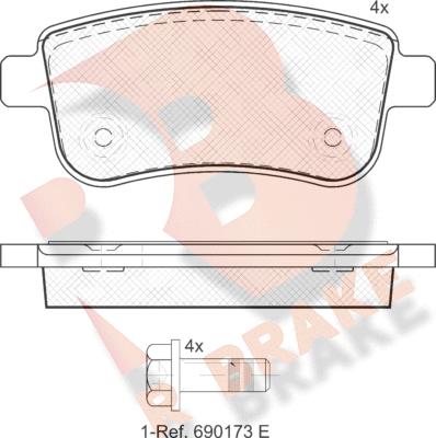 R Brake RB1904 - Тормозные колодки, дисковые, комплект autospares.lv