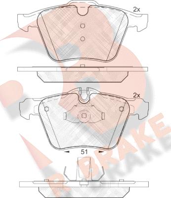 R Brake RB1902 - Тормозные колодки, дисковые, комплект autospares.lv