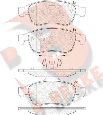 R Brake RB1915 - Тормозные колодки, дисковые, комплект autospares.lv