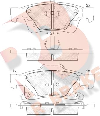 R Brake RB1989 - Тормозные колодки, дисковые, комплект autospares.lv