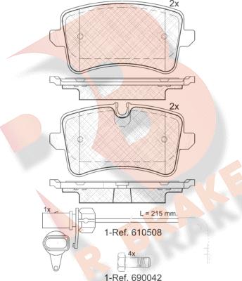 R Brake RB1986-203 - Тормозные колодки, дисковые, комплект autospares.lv