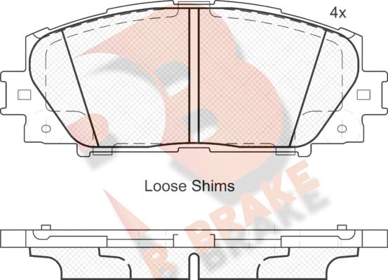 R Brake RB1938 - Тормозные колодки, дисковые, комплект autospares.lv