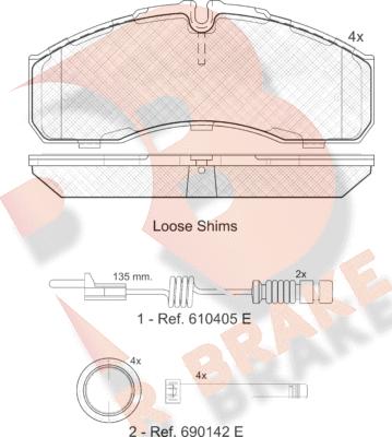 R Brake RB1499-203 - Тормозные колодки, дисковые, комплект autospares.lv