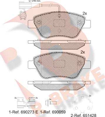 R Brake RB1444-208 - Тормозные колодки, дисковые, комплект autospares.lv