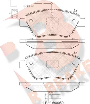 R Brake RB1444-203 - Тормозные колодки, дисковые, комплект autospares.lv