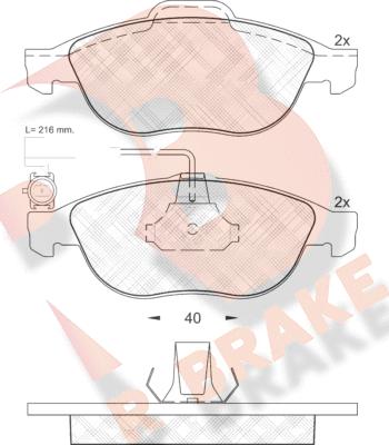 R Brake RB1446 - Тормозные колодки, дисковые, комплект autospares.lv