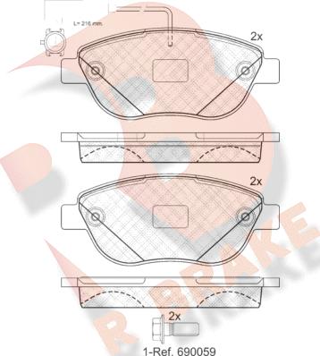 R Brake RB1440-203 - Тормозные колодки, дисковые, комплект autospares.lv