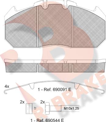 R Brake RB1405-066 - Тормозные колодки, дисковые, комплект autospares.lv