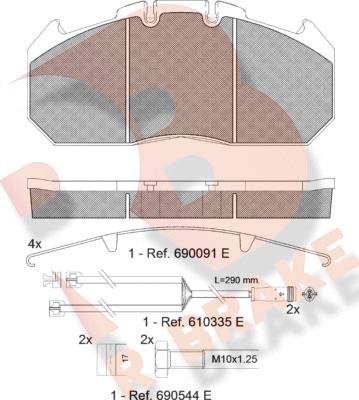 R Brake RB1405-120 - Тормозные колодки, дисковые, комплект autospares.lv