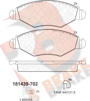 R Brake RB1439-702 - Тормозные колодки, дисковые, комплект autospares.lv