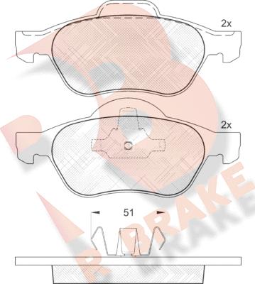 R Brake RB1431 - Тормозные колодки, дисковые, комплект autospares.lv