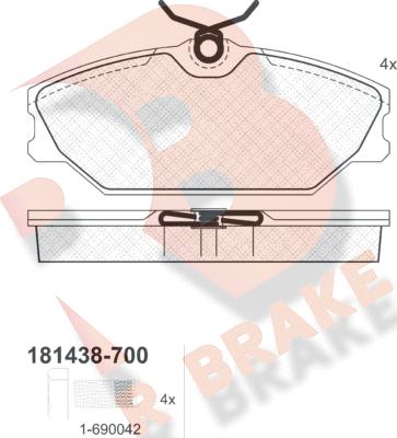 R Brake RB1438-700 - Тормозные колодки, дисковые, комплект autospares.lv