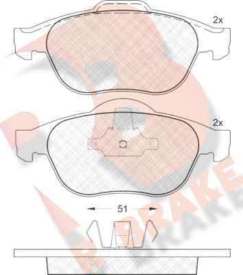 R Brake RB1432 - Тормозные колодки, дисковые, комплект autospares.lv